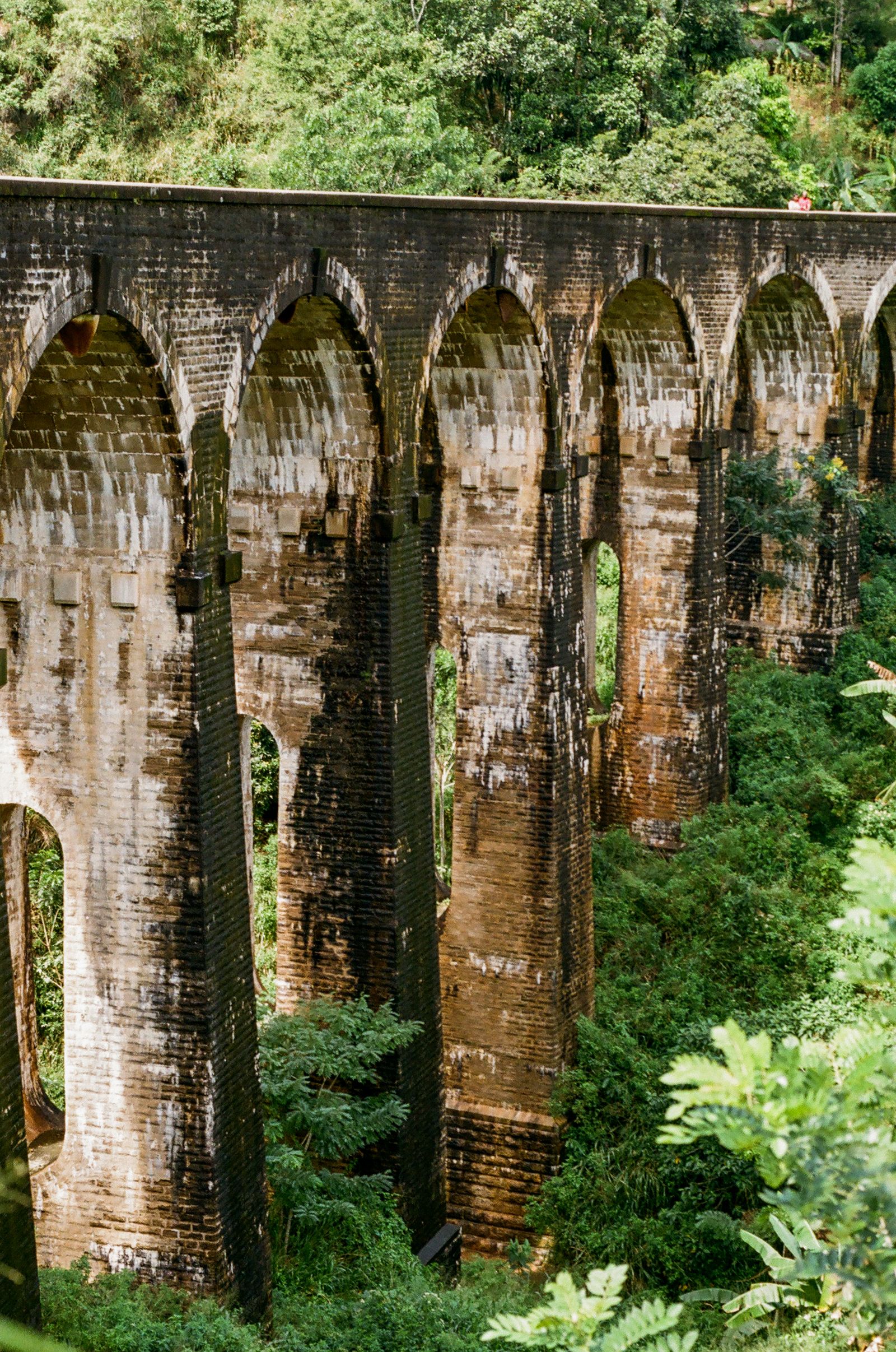 The Nine Arch Bridge amidst lush greenery in Ella, Sri Lanka