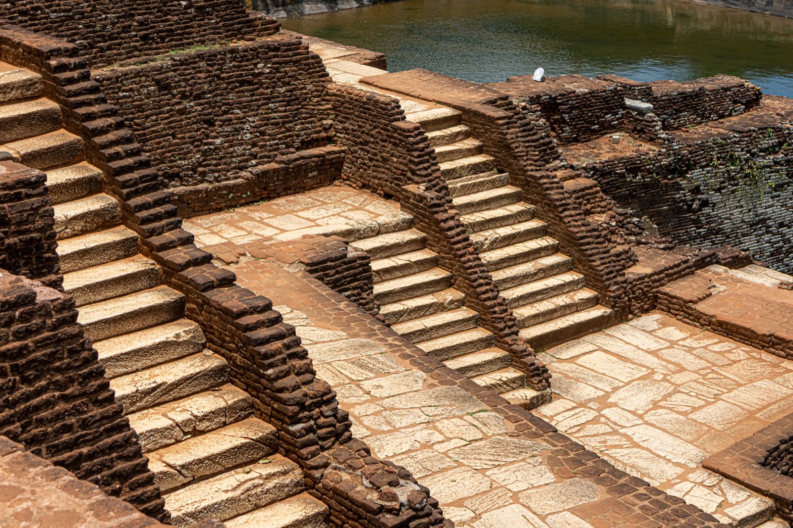 Explore the intricate design of ancient steps at Sigiriya Rock Fortress in Sri Lanka.