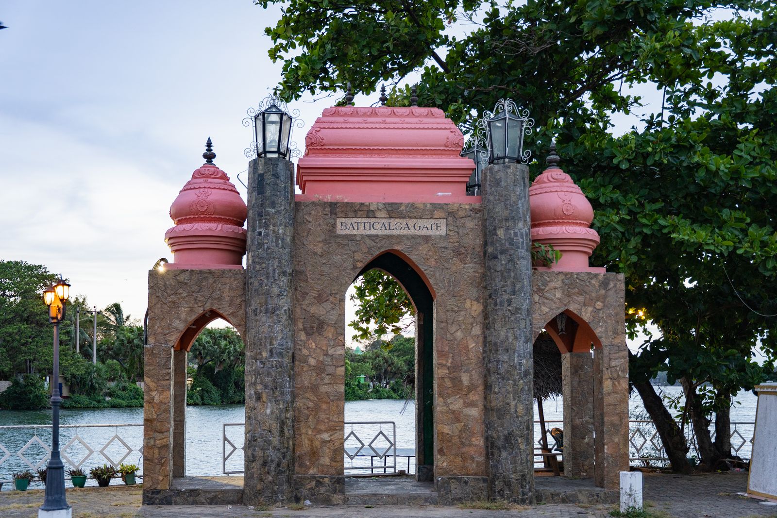 Historic Batticaloa Gate by the lagoon in Eastern Province, Sri Lanka.